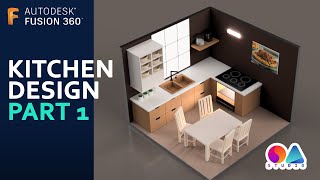 Fusion 360 Ep 25  Kitchen Design  Part  01  furnitures [upl. by Hartmunn]