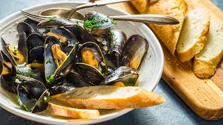 White Wine Mussels  My FAVORITE SEAFOOD recipe [upl. by Midge]