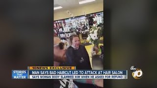 10News Exclusive Man says bad haircut led to attack at hair salon [upl. by Enaillil594]