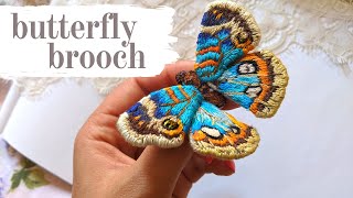 Easy Butterfly brooch tutorial  embroidery gift [upl. by Ecnarwal]