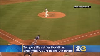 Benches Clear Following Game After Thunder Player Breaks Up NoHitter With Bunt In 9th Inning [upl. by Akinimod]