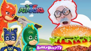 PJ Masks Make GIANT Cheeseburger with HobbyHarry [upl. by Reiser103]