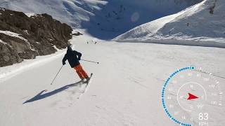 The Sarenne Alpe d’Huez 2019 in 4k skiing over 100 KPH longest black run in Europe [upl. by Lynnelle]