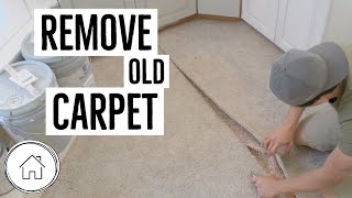 DIY How to remove carpet  the EASY WAY [upl. by Ennaxxor]