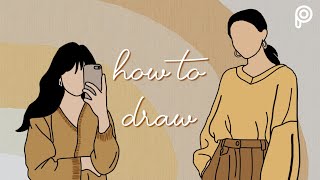 How to draw cartoon portrait  Picsart Tutorial [upl. by Eitten956]