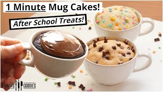 1 Minute Microwave Mug Cake Recipes  3 Back To School Treats [upl. by Kasevich]