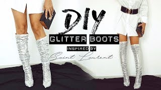 DIY Glitter Boots Inspired by Saint Laurent  Tijana Arsenijevic [upl. by Elleval]