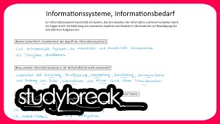 Informationssysteme Informationsbedarf  Wirtschaftsinformatik [upl. by Attenra]