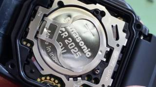 How To Change CASIO DataBank Calculator DBC321ACB 2888 Wrist Watch CR2025 Battery Full HD 2017 [upl. by Moth]