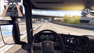 Scania S730  Doubletrailer  Euro Truck Simulator 2  Logitech g29 gameplay [upl. by Gayelord]