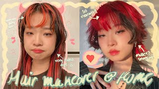 an at home hair transformation ☆ cutting  dyeing my hair [upl. by Atikihs600]