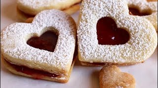 LINZER HEART COOKIES  Valentines Day Cookies Recipe [upl. by Pish]