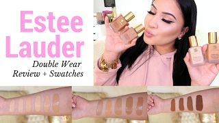 Estee Lauder Double Wear Foundation  Review  Swatches [upl. by Noelopan227]