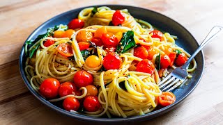 15 Minute Garlic Cherry Tomato Pasta [upl. by Jenilee]