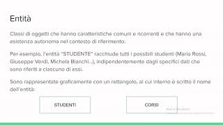 BASI DI DATI progettazione concettuale diagrammi ER [upl. by Ratcliffe]