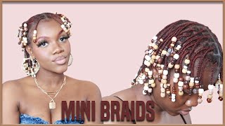 Mini Braids with beads  Protective hairstyle Tutorial [upl. by Crist]