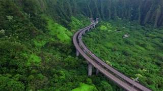 Drone over the H3 Freeway  Oahu Hawaii [upl. by Winsor]