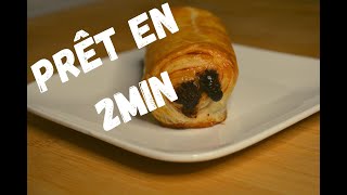 Petit pain façon quot Pain au chocolat  chocolatine quot prêt en moins de 2 min [upl. by Groveman]