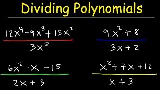 Dividing Polynomials By Monomials amp Binomials Using Long Division [upl. by Enimzaj998]