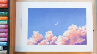 Easy Oil Pastel 12  How to draw clouds for beginners [upl. by Lister872]