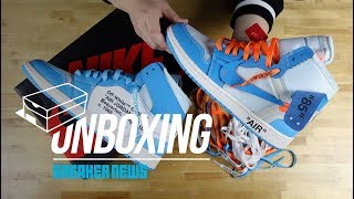 Off White Air Jordan 1 “UNC” Unboxing  Review [upl. by Rochester]