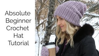 Absolute Beginner Crochet Hat  Matches Mitten [upl. by Franklyn347]