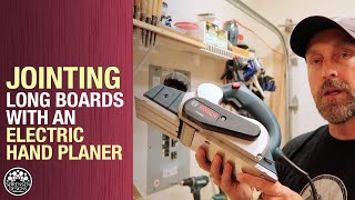 Jointing Long Boards with An Electric Hand Planer  Woodworking [upl. by Fi802]