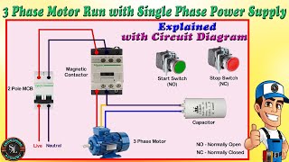 How to Connect 3 Phase Motor to Single Phase Power Supply  3 Phase Motor Run with Single Phase Line [upl. by Welles]