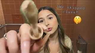 ASMR toxic friend does your makeup fast amp aggressive during school 🤫 [upl. by Alvita]