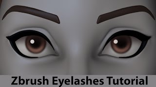 How to sculpt eyelashes in Zbrush  method 1 tutorial [upl. by Assiluj771]