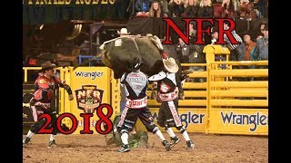 NFR BullRiding 2018 Rides Wrecks and Saves [upl. by Sheeb]