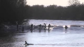 Surfers ride the biggest Severn Bore in 20 years [upl. by Winwaloe614]