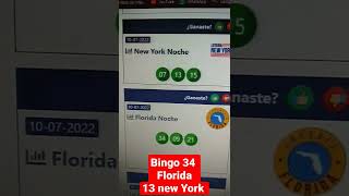 lotería florida noche loteria new York noche lottery nomber bingo 34 y 13 [upl. by Tonkin221]