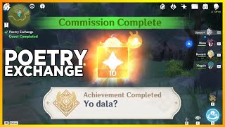 POETRY EXCHANGE Genshin Impact YO DALA Achievement Completed Quick Guide Ella Musk [upl. by Krug10]