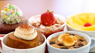 5 NEW 1 Minute Microwave Mug Cakes CELEBRATION includes Vegan EggFree amp Flourless Recipes [upl. by Ylicic]