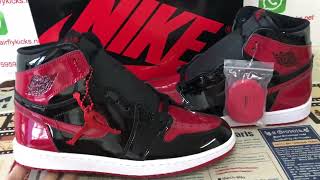 Air Jordan 1 Retro High OG Patent Bred Review [upl. by Dadinirt]