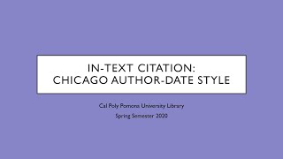 InText Citation Chicago AuthorDate Style [upl. by Lefton]