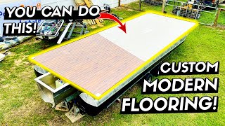 Installing Custom Flooring on my Pontoon Boat Rebuild  Episode 4 [upl. by Everara]