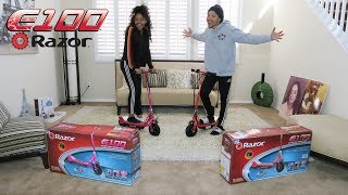 UNBOXING OUR NEW E100 ELECTRIC RAZOR SCOOTERS [upl. by Neirrad]