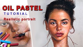 Oil Pastel painting  Tutorial  Realistic Portrait [upl. by Saito]