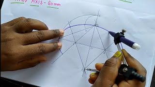 ELLIPSE BY 4 CENTRE METHOD ENGINEERING DRAWING [upl. by Micheline]