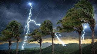 Tropical Storm Thunder and Rain Sounds  10 Hours White Noise  Helps You Sleep or Study [upl. by Ariay]