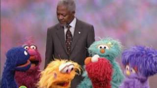 Sesame Street Kofi Annan Helps Monsters Sing the Alphabet Together [upl. by Solotsopa]