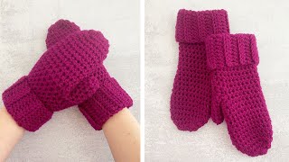 HOW TO CROCHET MITTENS FOR BEGINNERS  Crochet Boysenberry Mittens Tutorial [upl. by Goulet]