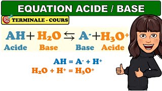 Equation de réaction acide base  CHIMIE  TERMINALE [upl. by Adelaida]