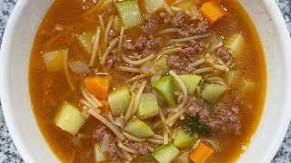 SOPA DE FIDEOS CON CARNE MOLIDA Y VERDURAS  ALE DE NAVA [upl. by Epstein]