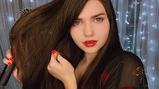 ASMR Hair Brushing  Whispering  Sleep Inducing  Tingly [upl. by Anhavas]