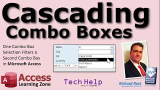 Microsoft Access Cascading Combo Boxes  One Combo Box Selection Filters a Second Combo Box [upl. by Atterehs]