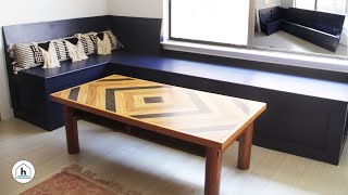 DIY Corner Banquette  Bench Seat with Storage also how to add struts and LED lights [upl. by Afnin349]