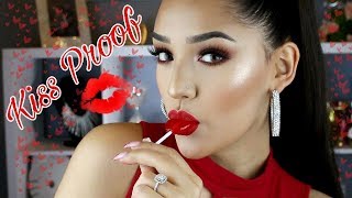 Kiss Proof Valentines Day Makeup  Red Lip [upl. by Epp]